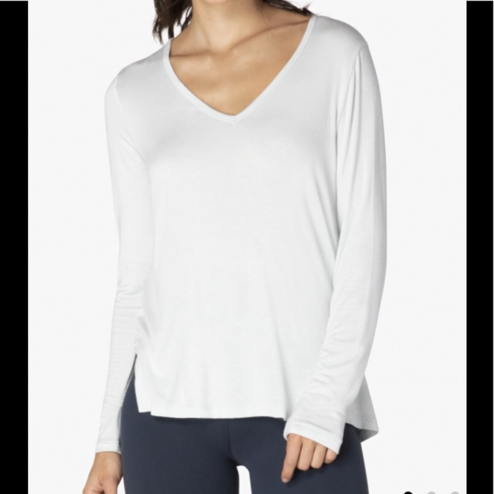 Beyond yoga V-neck t-shirt dusty blue